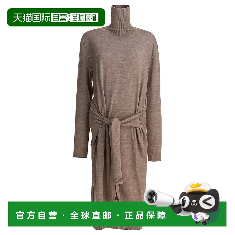 1h可退 香港直邮潮奢 Lemaire 女士 Trompe L'Oeil 高領繫帶中長