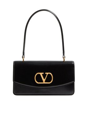 VALENTINO 女士单肩包 WB0R93GCB0NO CO 黑色 亮面小牛皮手提包