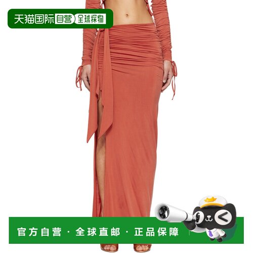 香港直邮Balmain 巴尔曼 女士 橙色 Knotted Split Jersey 半身裙