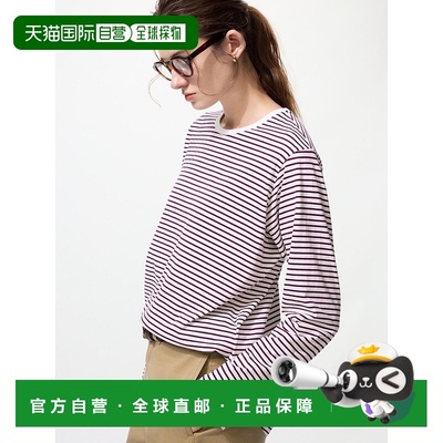 日本直邮Uniqlo 无 柔软棉圆下摆长袖带边T恤 [无] 484196优衣库