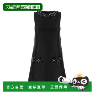 1h可退 香港直邮潮奢 Self-Portrait 女士 黑色塔夫绸迷你连衣裙