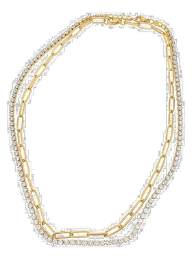 自营Adornia Paper Clip Chain and Tennis Necklace Set gold ye