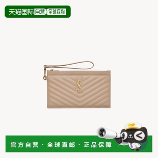 自营欧洲直邮YSL圣罗兰 CASSANDRE系列女士深米色小牛皮拉链开合