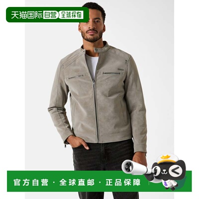 自营guessMckenzie Faux-Suede Moto Jacket - stone hedge 美国