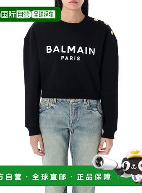 香港直邮BALMAIN 女士卫衣 EF1JQ002BB02EAB AW2025 黑色 Cropped
