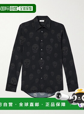 1h可退 香港直邮MCQUEEN 亚历山大 麦昆 男士 印花缎面衬衫 84730