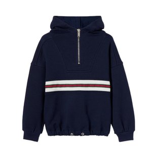 GUCCI 男童卫衣 825176XJHAQ4780 AW2025 黑色 FLEECE HALF ZIP