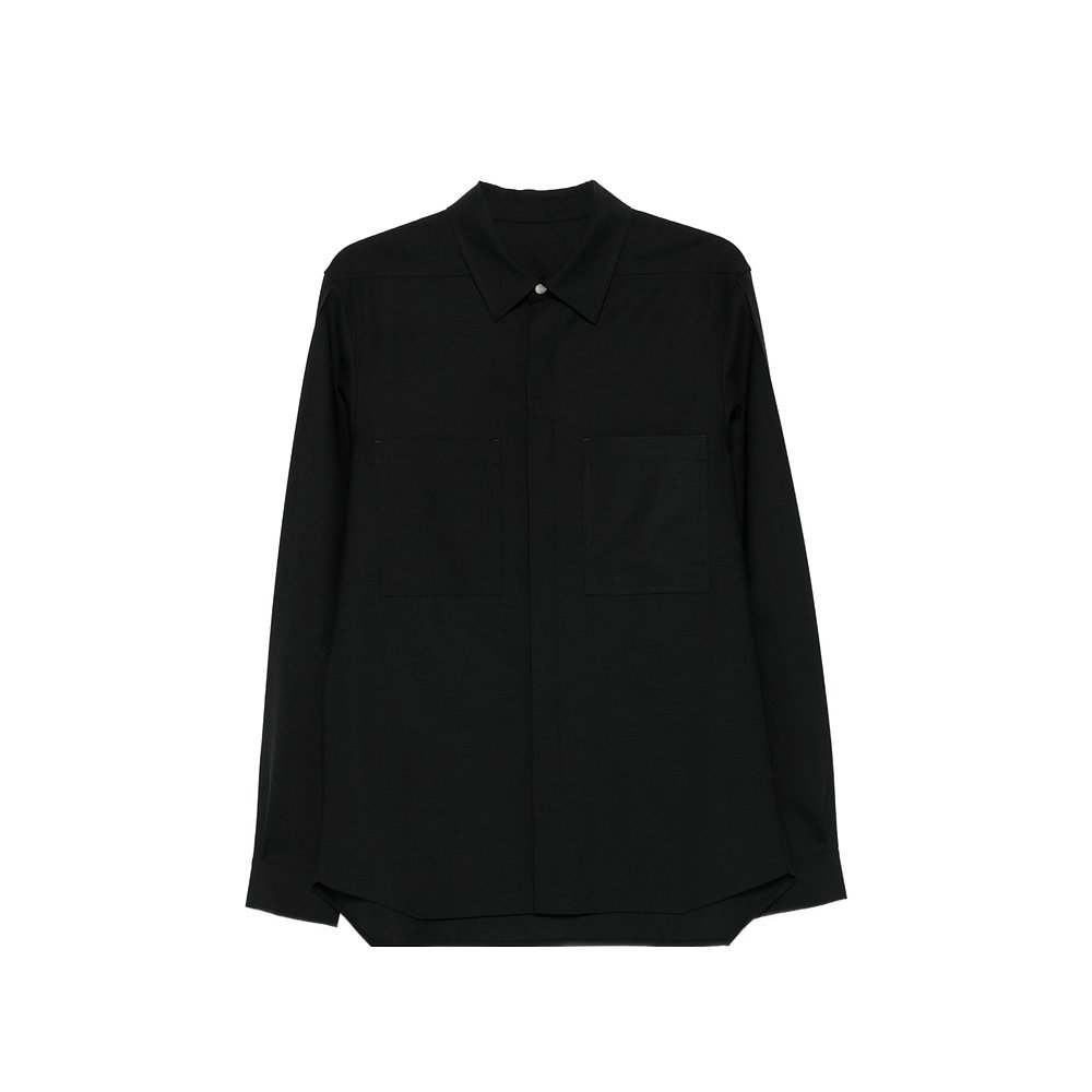 1h可退 RICK OWENS 男士外套 RU02E1235ZL09 AW2025 黑色 长袖衬