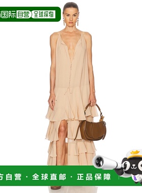 1h可退 香港直邮Chloe 蔻依 女士 飘垂层叠连衣裙 25SRO54长裙