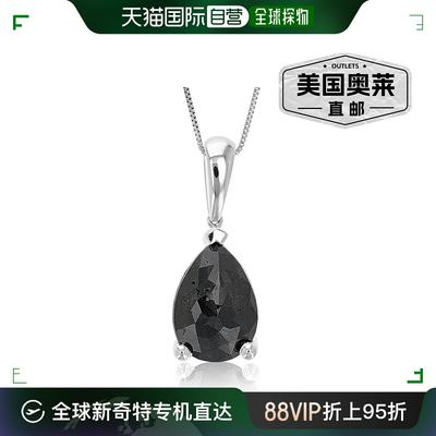 vir jewels2.50 克拉梨形黑钻吊坠项链纯银带链 - 银 【美国奥莱