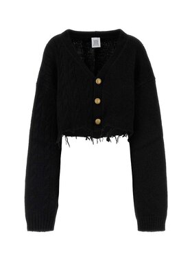 Vetements 维特萌 女士 黑色羊驼毛混纺针织开衫 WA65KN276BBLACK