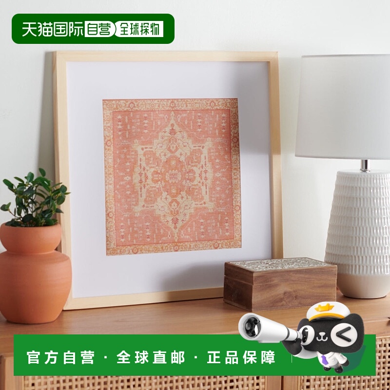 自营 safavieh伊什塔尔 18X18 英寸带框纺织品 - 赤陶色 美国奥莱