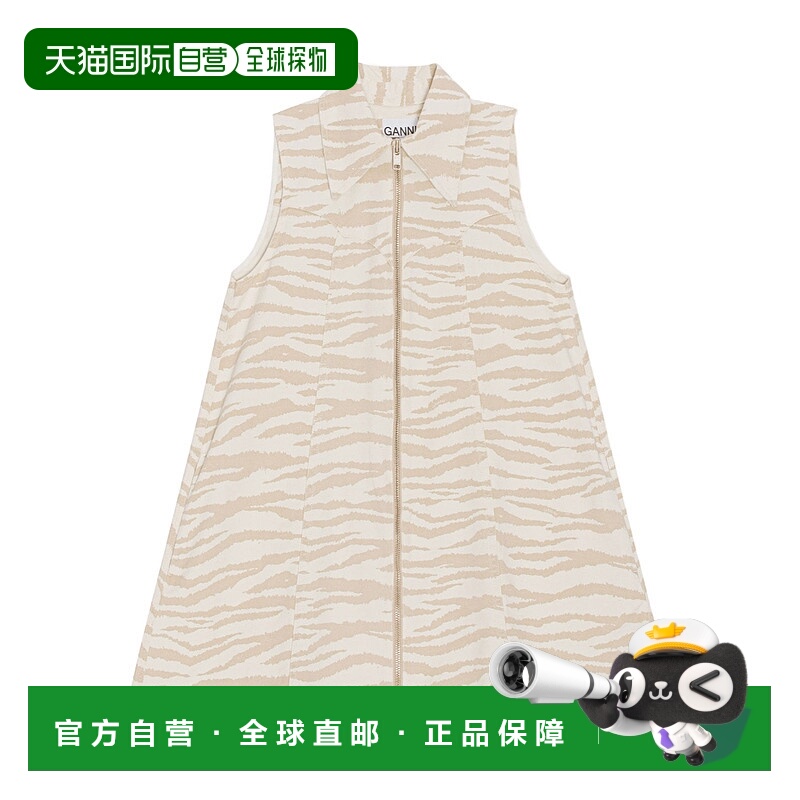 香港直邮GANNI 女士半身裙 J1281531 AW2023 白色 印花牛仔连衣裙