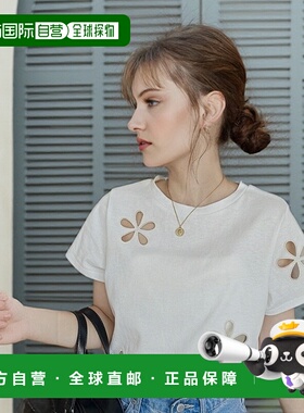 1h可退 日本直邮moment+ 女士花卉刺绣短袖T恤 mt07161