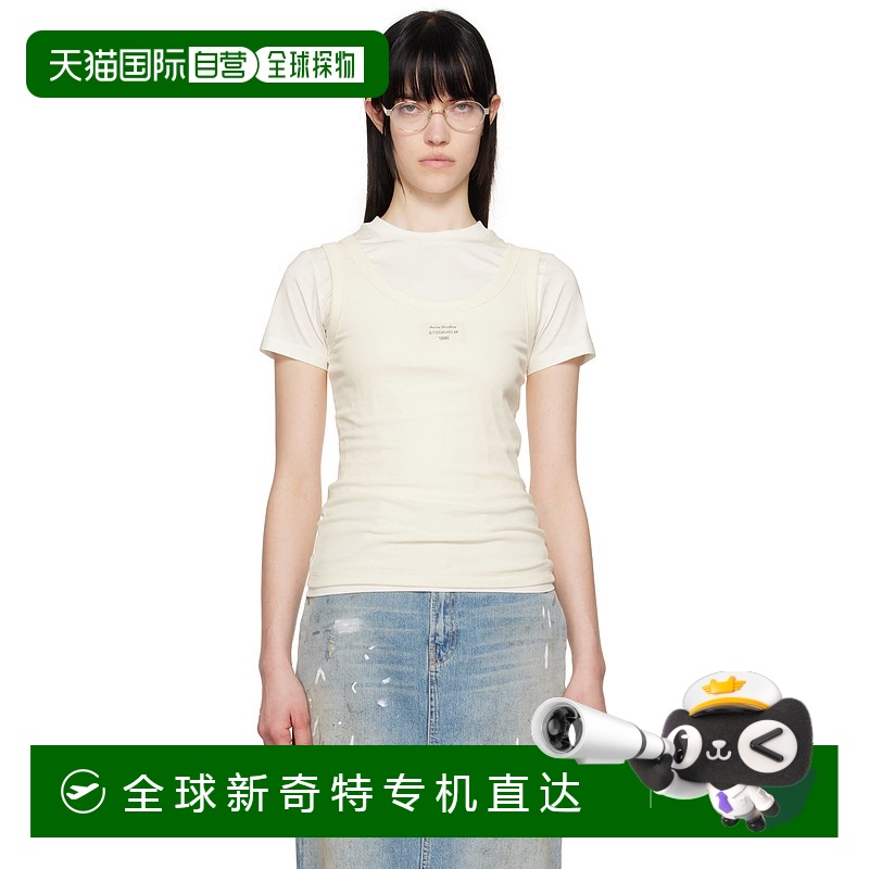 1h可退 香港直邮潮奢 Acne Studios 艾克妮 女士 灰白色叠层 T 恤
