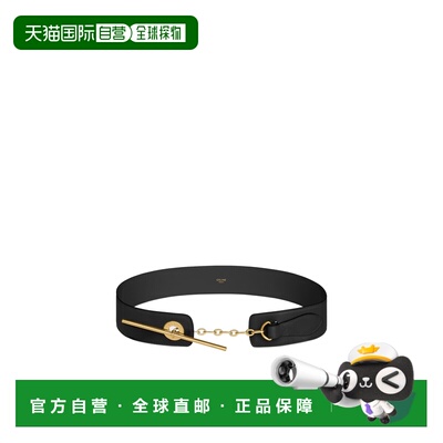 1h可退 香港直邮Celine 思琳 女士 黑色皮带金色带扣腰带 B10182N