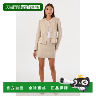 自营lamarque坎德拉|双面羊毛迷你裙-杂色米色 美国奥莱直发