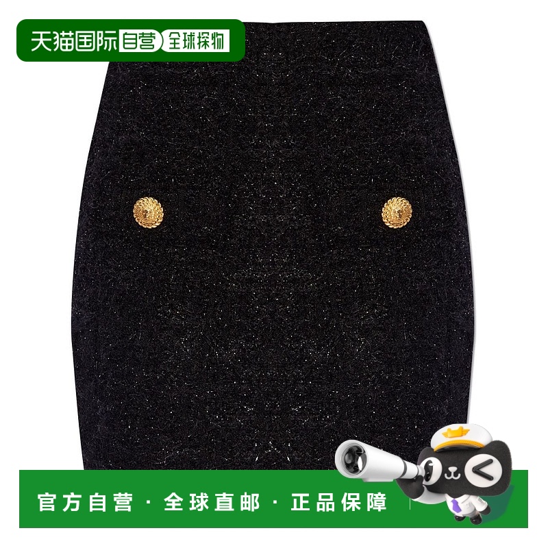 1h可退 香港直邮BALMAIN 女士半身裙 DF1LB015KG430PA AW2024 黑