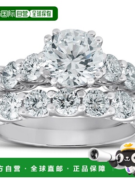 自营 pompeii33 克拉钻石订婚结婚戒指套装（1 克拉中心）14k 白