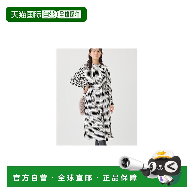 INDIVI 美轮廓几何波点印花连衣裙附腰带吊带吊带裙