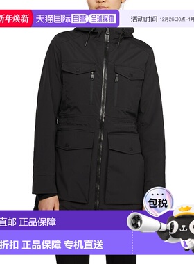 自营 Pajar 女士 Isla 混合材质可折叠雨衣，带固定兜帽 - 黑色