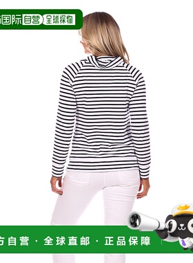 自营duffield lane芬利漏斗领，白色与海军蓝条纹 美国奥莱直发