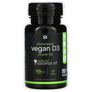 香港直发Sports Research维生素D3软凝胶椰子油制成补充营养60粒