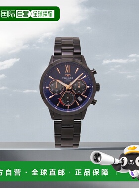日本直邮TECHNOS 手表男士太阳能计时码表蓝/黑时间限量型号 TT4B
