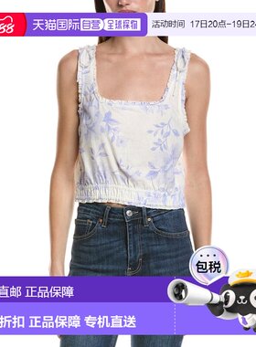 自营Saltwater Luxe Linen-Blend Floral Tank Top - white 美国