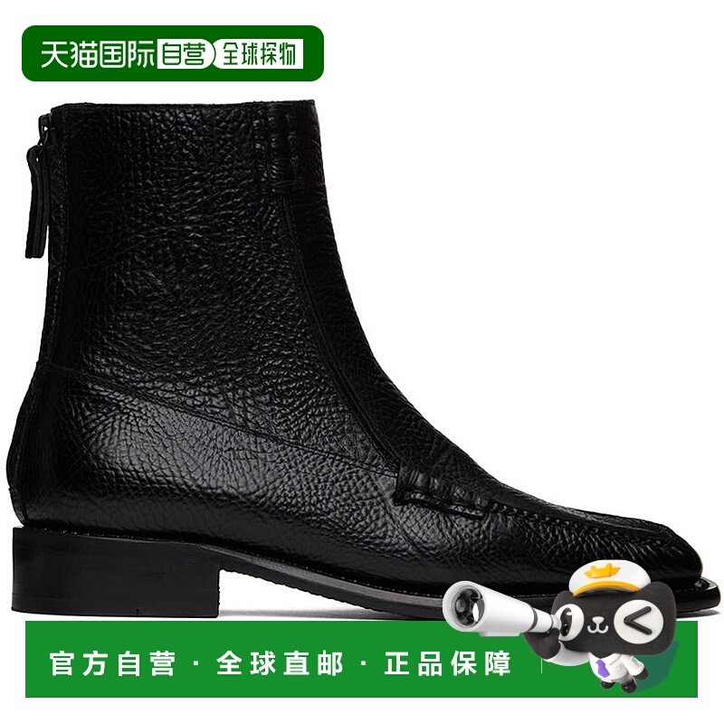 1h可退 香港直邮潮奢 Hereu 男士 黑色 Quadra Grainy 踝靴 QUAGR