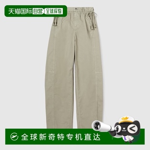 歐洲直郵Gucci 女士淡綠色棉logo標識刺繡荷葉邊長褲 古馳