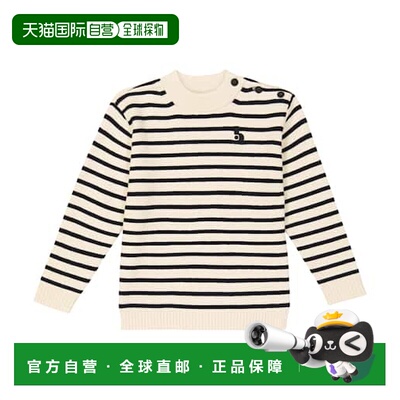 1h可退 香港直邮Bonpoint 女童 Dantes 条纹羊毛棉质毛衣童装