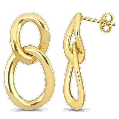 自营 mimi & max10K 金开口椭圆形双链式耳环 - 黄色 美国奥莱直