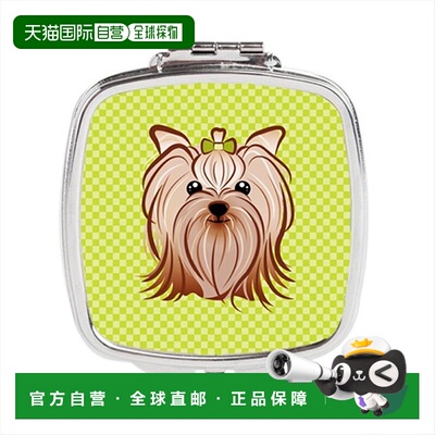 自营 Carolines Treasures BB1266SCM 棋盘格石灰绿约克夏约正品