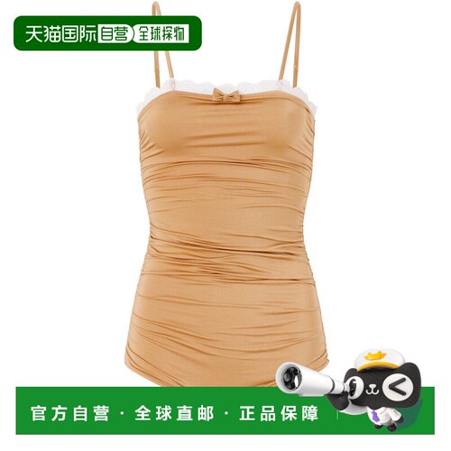 自营欧洲直邮CHLOE蔻依 女士赤褐色聚酰胺无袖褶皱连体衣