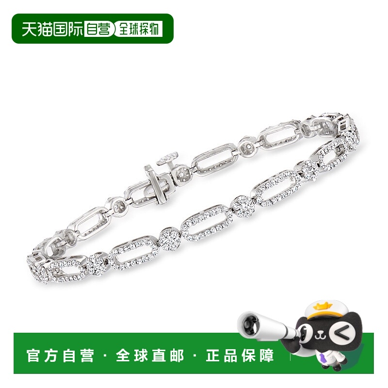 自营 Ross-Simons 14kt 白金钻石簇状手链 - 7 英寸 美国奥莱直发