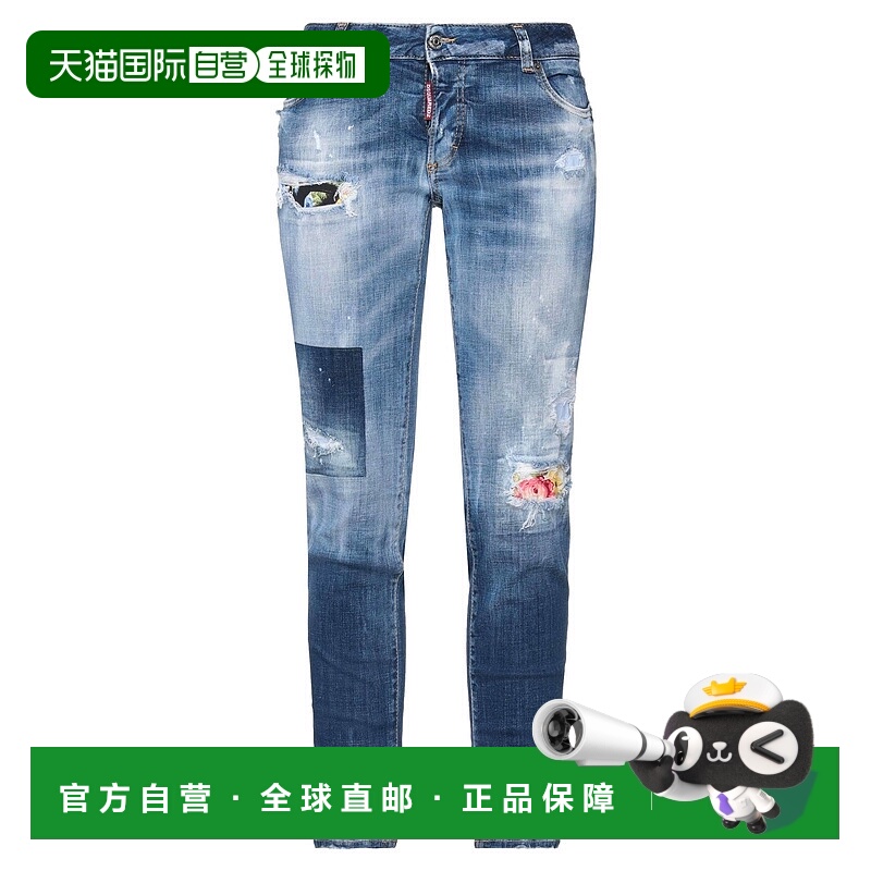 1h可退 香港直邮Dsquared2 二次方 女士 牛仔长裤 blue蓝色 舒适