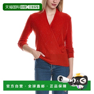 自营sofiacashmere亮片假羊毛和羊绒混纺毛衣-橙色 美国奥莱直发