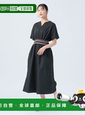 1h可退 日本直邮BEAMS HEART 女士彩色刺绣收腰异材质连衣裙 4326