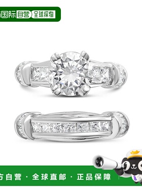 自营 sterling forever纯银明亮方晶锆石戒指 2 件套 - 银 美国奥