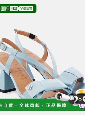 1h可退 香港直邮GANNI 甘尼 女士 Big 蝴蝶结绸缎凉鞋 blue蓝色