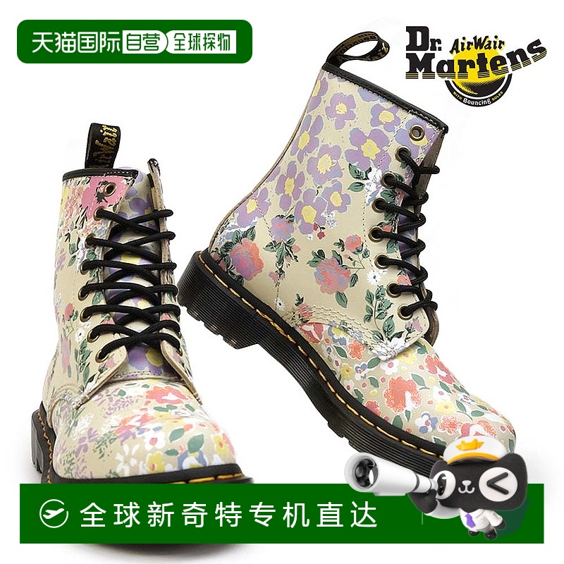 日本直邮Dr.Martens 8 孔靴子 1460 女士花卉印花短款工作靴 8 眼