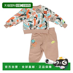 日本直邮NIKE-耐克（儿童）蹒跚学步的AOP船员运动服上衣和底部套