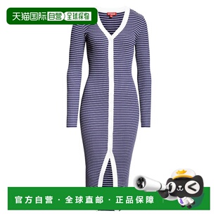 自营STAUD Women's Shoko Sweater Dress, Navy Micro Stripe - n