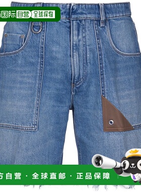 1h可退 香港直邮Fendi 芬迪 男士 徽标牛仔短裤 FLP307AN4W男装