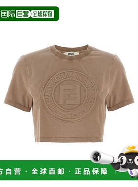 香港直邮FENDI 女士T恤 FS9715ASNIF1RX9 AW2025 棕色 Cropped t-