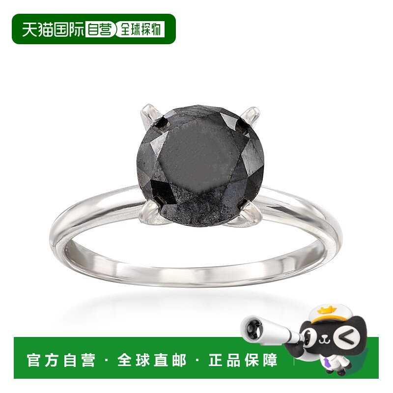 自营 Ross-Simons 14 克拉白金黑钻单石戒指 - 白色 美国奥莱直发