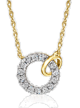 自营RS Pure by Ross-Simons 14kt 黄金钻石联锁圆形项链 - 16 英