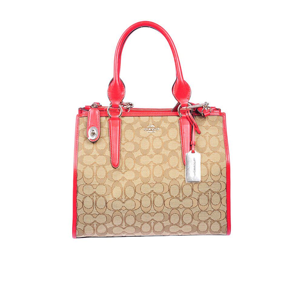 COACH 女士斜挎包 33524BEIGEROSSOBEIGE 花色 徽标单肩包