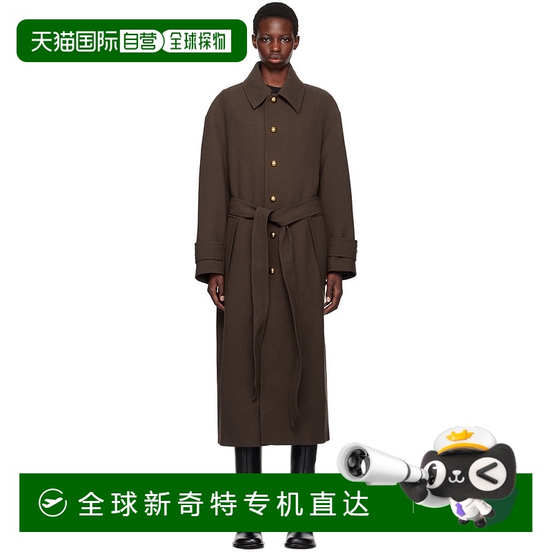 香港直邮Ami Paris 女士 棕色系带大衣 FCO414WV0051羊毛